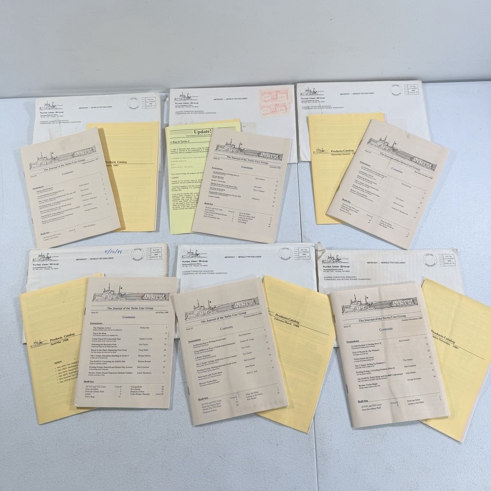 TUG Lines Turbo User Group PC Journal & Products Catalog 1987 1988‎ Lot Of 6